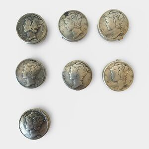 Vintage Mercury Dime Button Covers Set – Real Silver Coins – 1929–1944